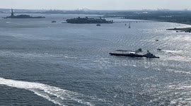 Concorde onboard a barge on the Hudson River enroute to Brooklyn Shipyard - CLOSE UP