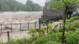 Flooding at Quechee Falls