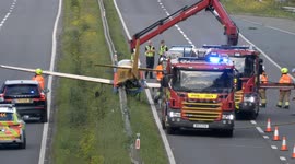 Small plane touches down on Cheltenham's primary A-road in Gloucestershire