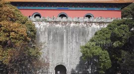 Aerial photo from bottom to top of Xiaoling Temple in Nanjing, Jiangsu Province