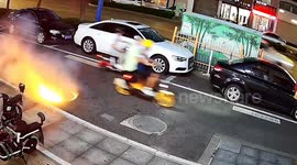 Manhole covers explosion in China narrowly miss passersby in China