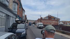 People Welcome Bus With Asylum Seekers in Dorset, UK