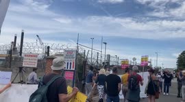 People Chants for Refugees on Bibby Stockholm in Dorset, UK