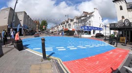 Council paint seaside resort's 'Golden Mile' - blue