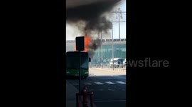 Spain: Bus Catches Fire At Barcelona-El Prat Airport