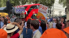 Hundreds of junior doctors stage a rally outside Downing St as their strike continues