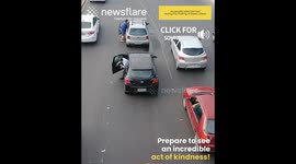 Good Samaritan Helps Push Stalled Car Off Highway
