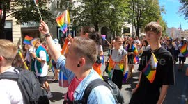 People Take Part in Rainbow Parade in Prague, Czechia