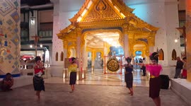 Dancing show to welcome tourists at Icon Siam, on the Chao Phaya river in Bangkok, Thailand.