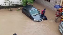 Officials rescue 20 individuals trapped in flood submerged houses in northern India