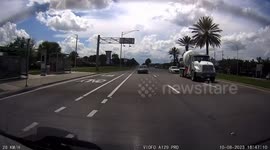 Cement Truck Merges Into SUV