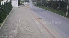 Small Plane Crashes onto a Residential Street in Guabiruba Brazil (ID: 208421752)
