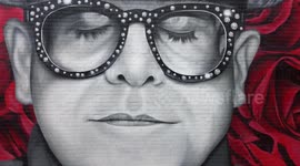 Drone Films Sir ELTON JOHN Mural on Watford Town Library