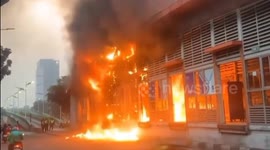 The fire at the Tendean Transjakarta bus stop in South Jakarta, Indonesia