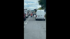 Raging driver goes 'cone-tossing' mad at roadblock in Canada