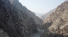 Pan forward aerial photo of Helan Mountains in Yinchuan City, Ningxia Hui Autonomous Region.