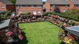 Grandad plants 2,000 plants in 200 hanging baskets around garden creating rainbow of colour