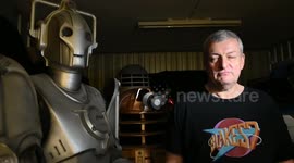 Man shows off giant Dr Who collection accumulated over 30 years - with Daleks from across the decades