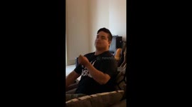 Roommate Greets His Roommate After Work