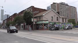 Exteriors of the iconic Kim's convenience store in Toronto which is now for sale to developers