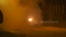Palestinian demonstrators clash Israeli forces near Joseph's Tomb in the city of Nablus in the West Bank.