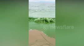 Lake turns green in China leaving residents confused
