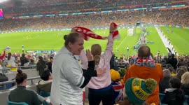 England fans celebrate going 2-1 up against Australia in Sydney, Australia