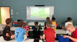 Young boys at football camp go wild as England score in Women's World Cup semi-final