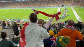 Newsflare Edit - England fans celebrate going 2-1 up against Australia in Sydney, Australia