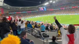 England fans celebrate at full time as Lionesses reach World Cup final