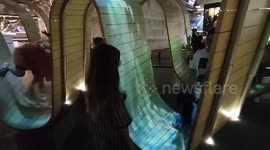 Visitors Enjoy The Flower Maze Light Show in Shanghai, China