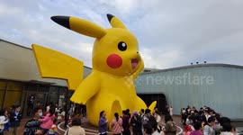 Stockshots: The World's Tallest 10-meter Pikachu Fiberglass Sculpture in Shanghai, China