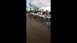 Floodwater flooded the wedding ceremony after the rain in Vietnam