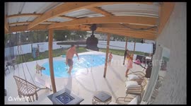 Poolside Dad Attempts Penny Board Ride