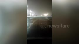 Dozens of flights cancelled as storm floods runway at Frankfurt Airport