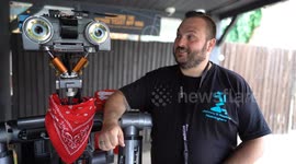 Dad builds own £20k Short Circuit robot Johnny 5 - and even takes him to the pub