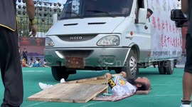 Kung fu master's narrow escape in Chinese car stunt gone wrong