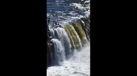 Spectacular waterfall in northeastern China's Heilongjiang