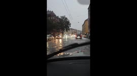 Nuremberg storm streets flooded cars in distress