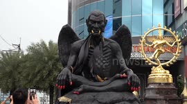 Devil-worship gargoyle statue that followers sacrifice pets to terrifies locals in Thailand