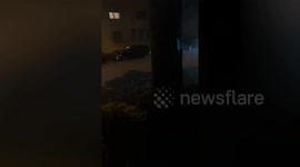 Drivers battled through flooded streets in Frankfurt, Germany