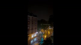 Fierce nocturnal rainstorm: illuminated skies over Sachsenhausen