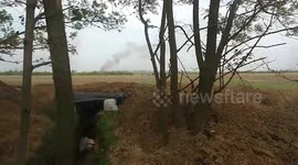Desperate dash: Ukrainian ZSU soldiers seek shelter from Russian cluster missiles