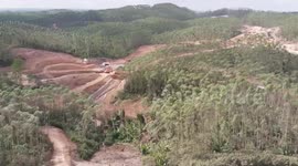 drone view of the location of the presidential palace construction project in the new capital city of Indonesia
