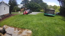 Teen daughter almost crashes lawn mower