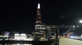 The Shard in London lights up in England colours to celebrate the Lionesses