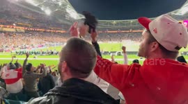England fans celebrate Spain’s penalty miss in Sydney, Australia