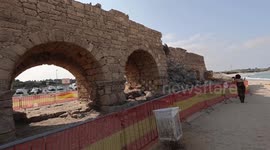 Arch of ancient Roman aqueduct collapses in Israel's Caesarea