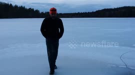 Man tests the ice, falls in freezing water