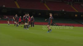 Jonathan Davies training with Wales Rugby Team